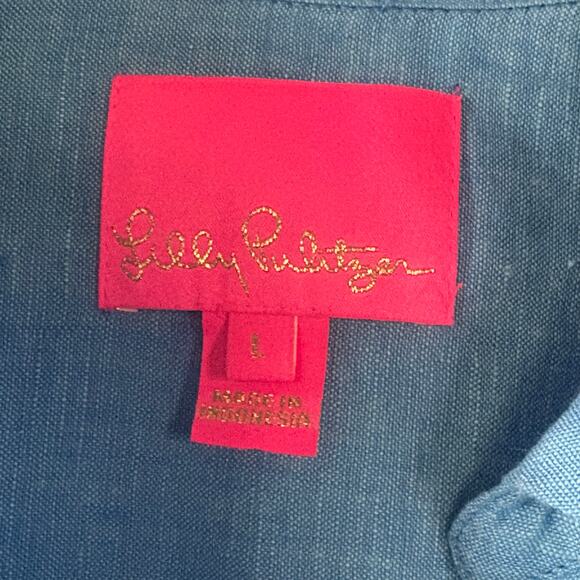 NWOT Lilly Pulitzer Linley Linen Coverup Button Up Shirt Dress Size Large - Picture 9 of 13